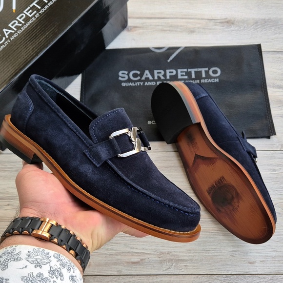 Men's Suede Leather Buckle Loafers - Picture 1 of 6